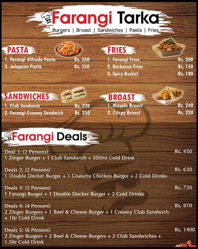 Farangi Tarka menu