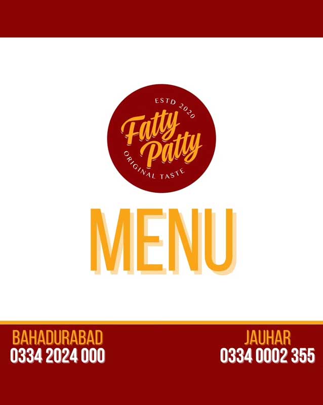 Fatty Patty menu