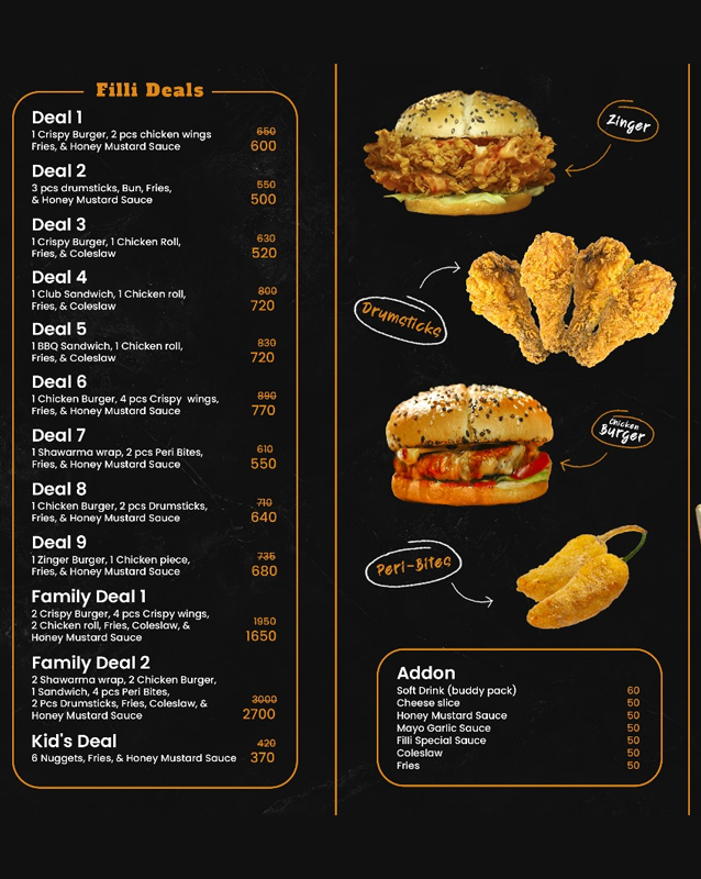 Filli Cafe.PK menu