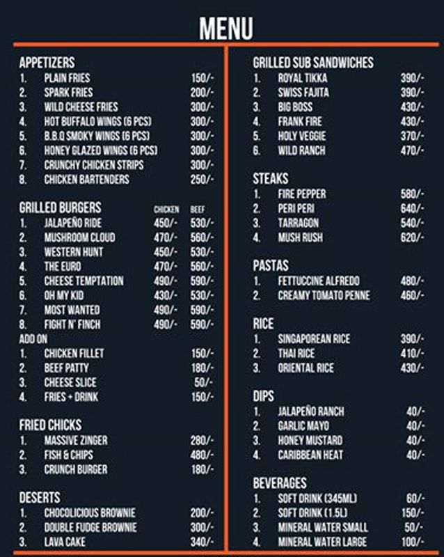 Firefly Grill  menu