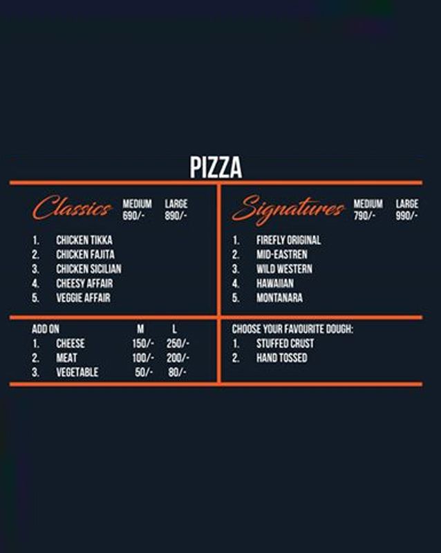 Firefly Grill  menu
