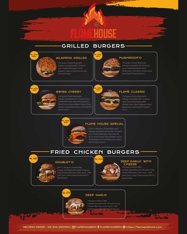 Flame House menu