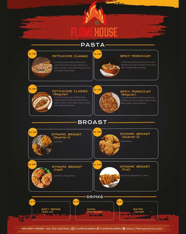 Flame House menu