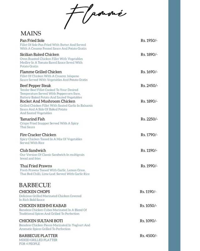 Flammé menu