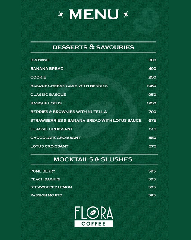 Flora Coffee menu