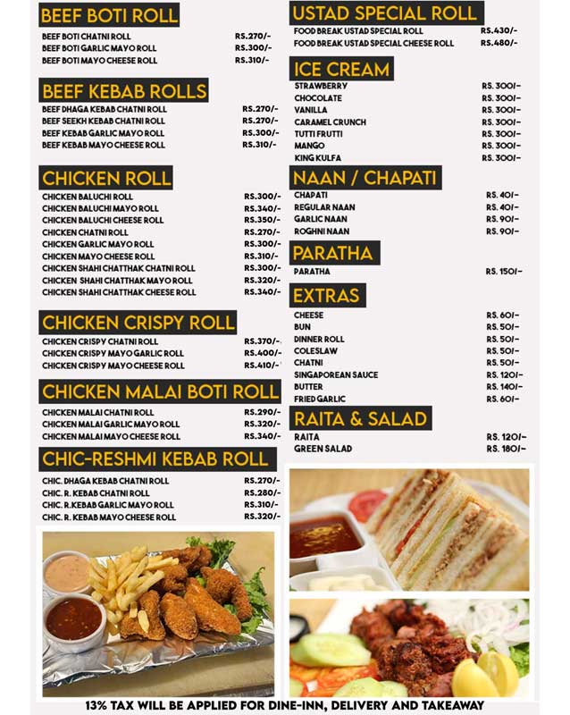 Food Break - Gulshan menu