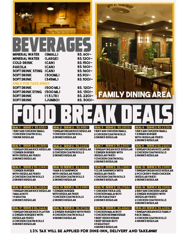 Food Break - Gulshan menu