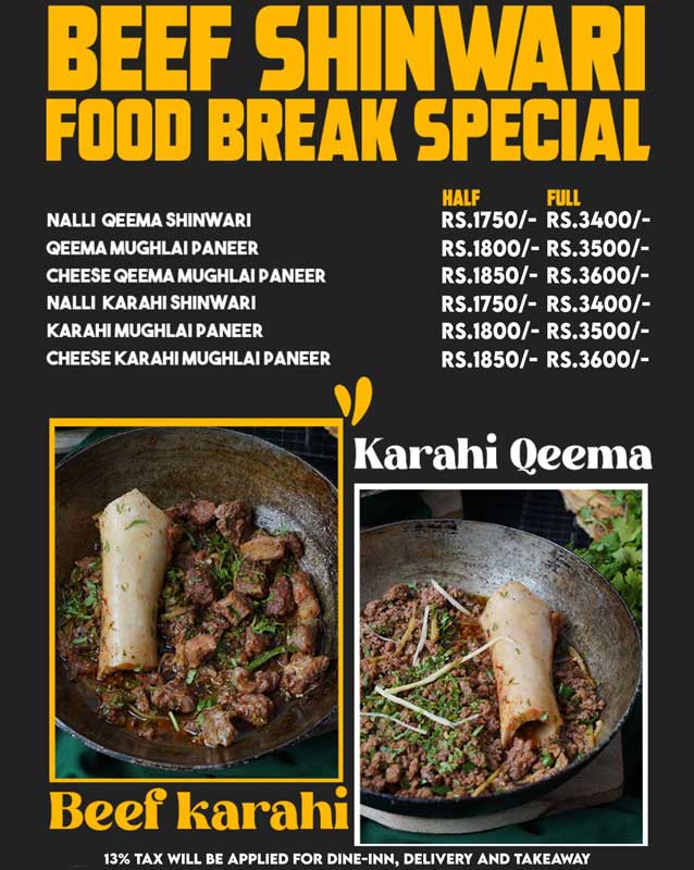 Food Break - Gulshan menu