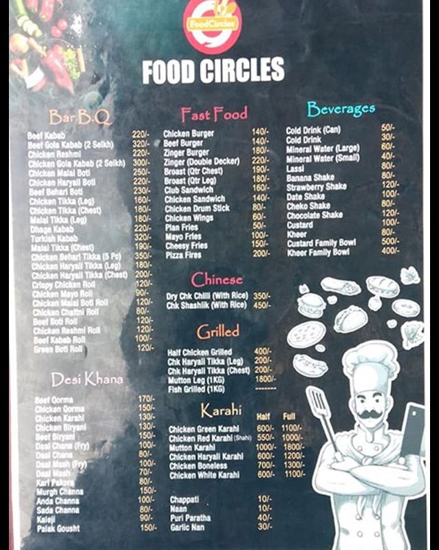 Food Circles menu