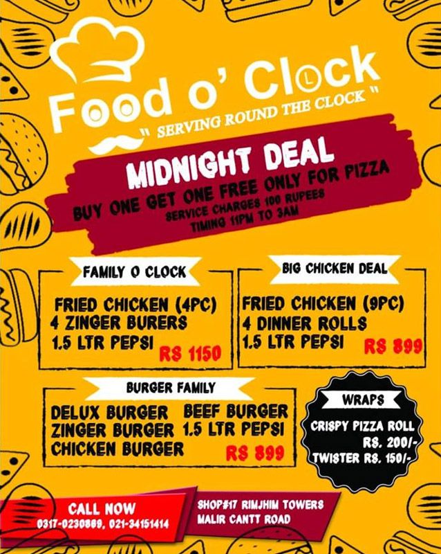 Food O' Clock menu