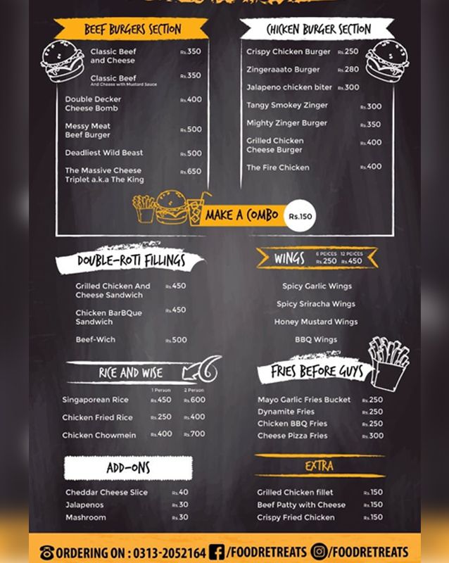 Food Retreats menu