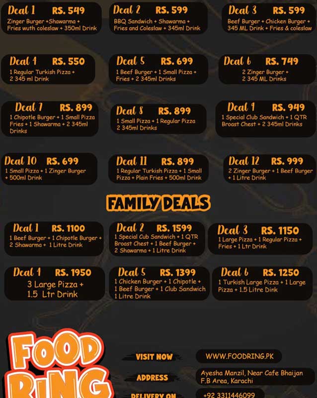 Food Ring menu