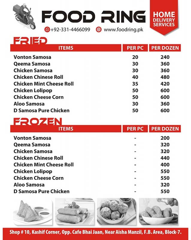 Food Ring menu