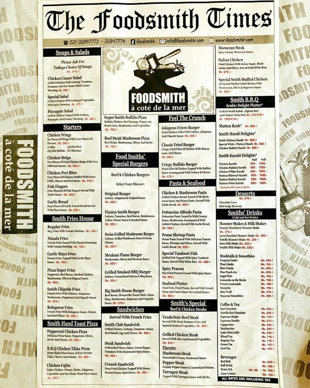Food Smith menu