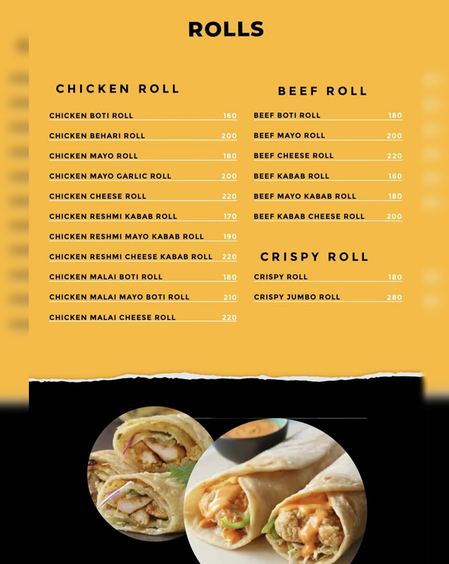 Food Stop menu