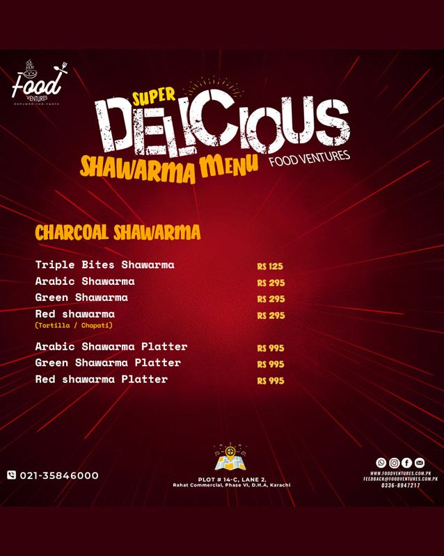 Food Ventures menu