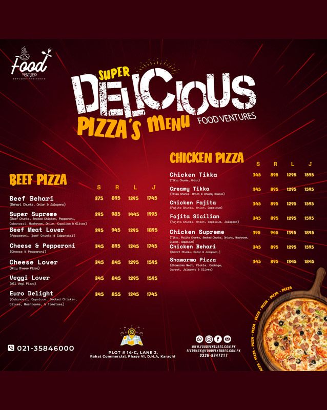 Food Ventures menu