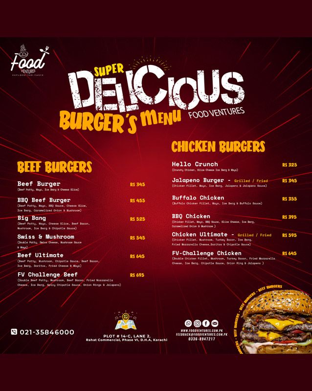 Food Ventures menu