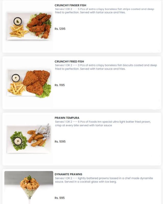 Foods Inn menu