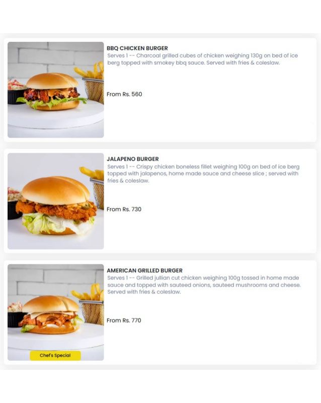 Foods Inn menu