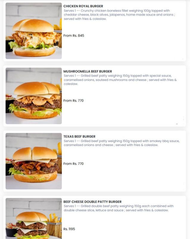 Foods Inn menu