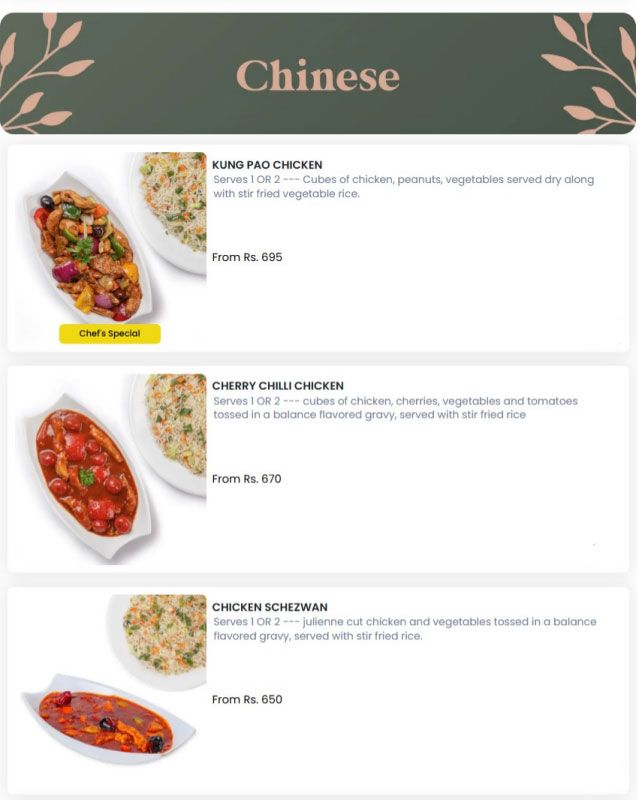 Foods Inn menu