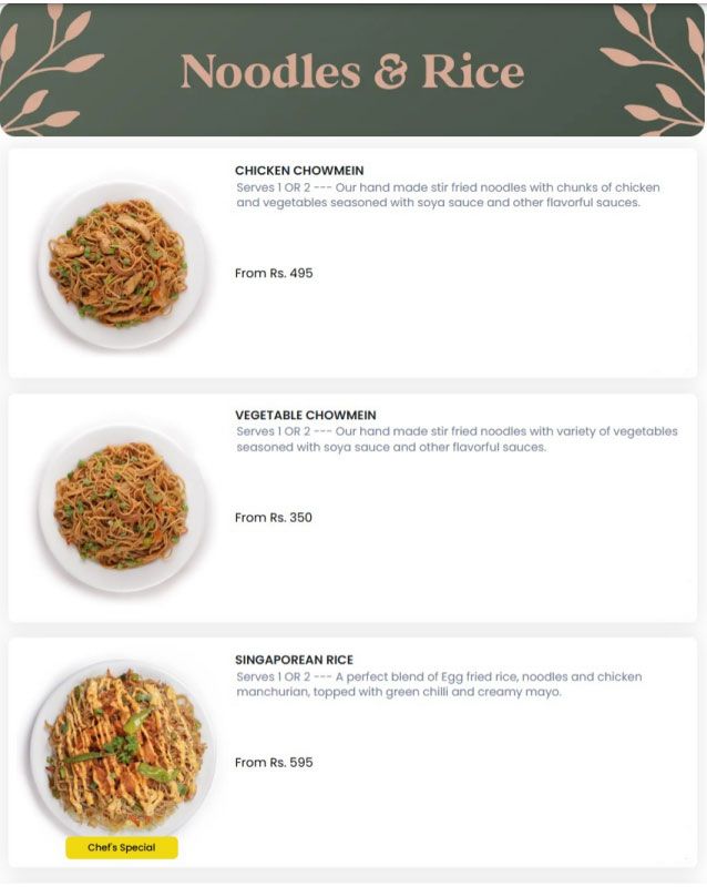 Foods Inn menu