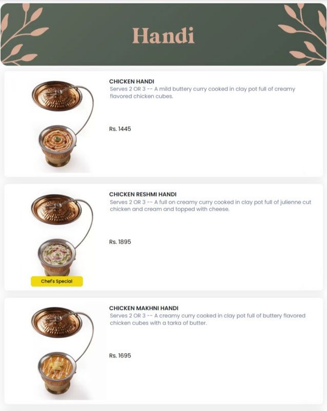 Foods Inn menu