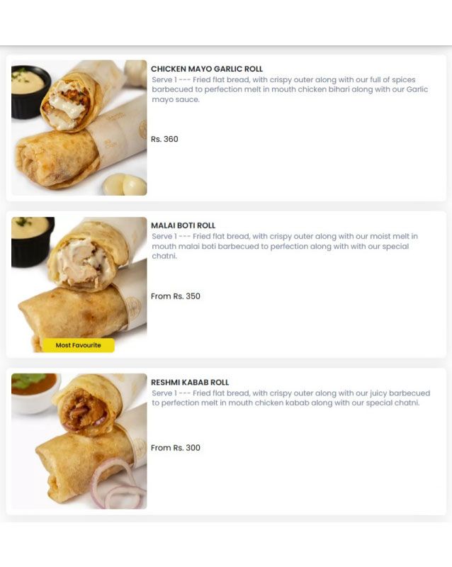 Foods Inn menu