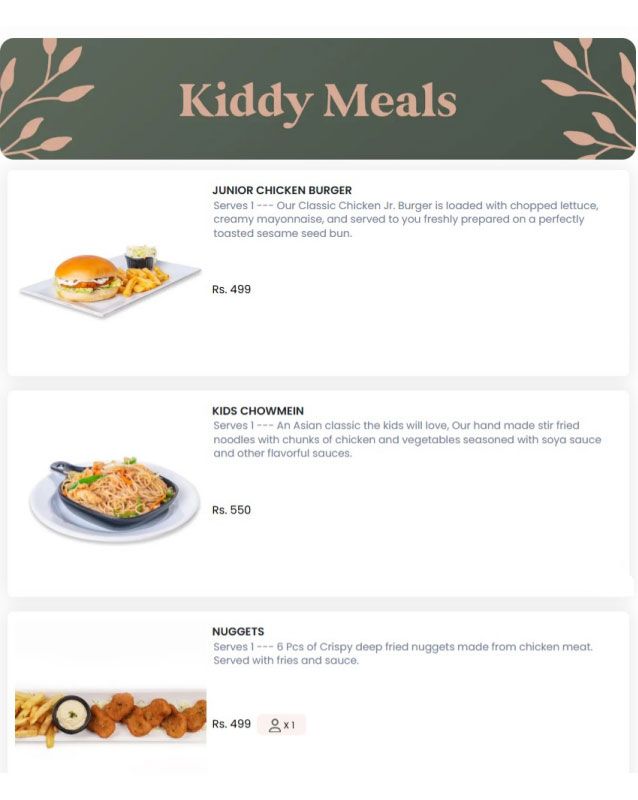 Foods Inn menu