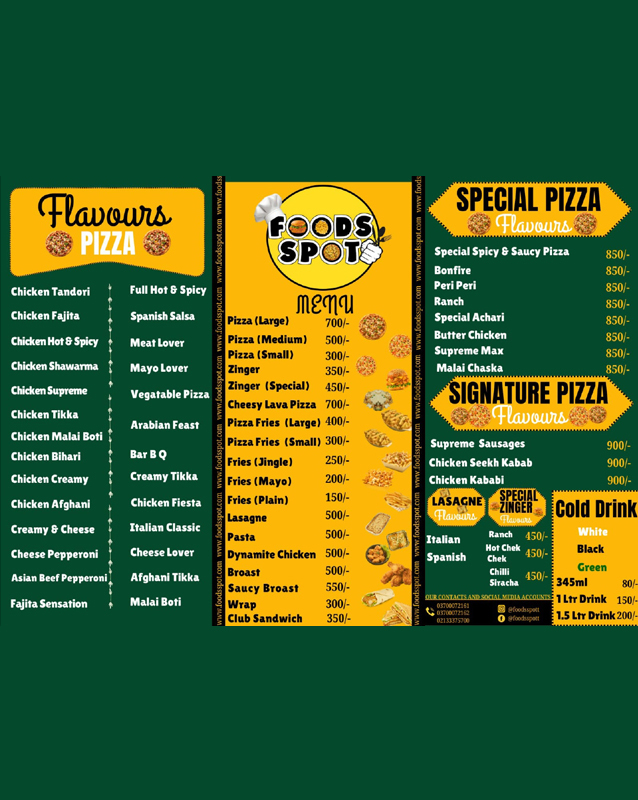 Foods Spot menu