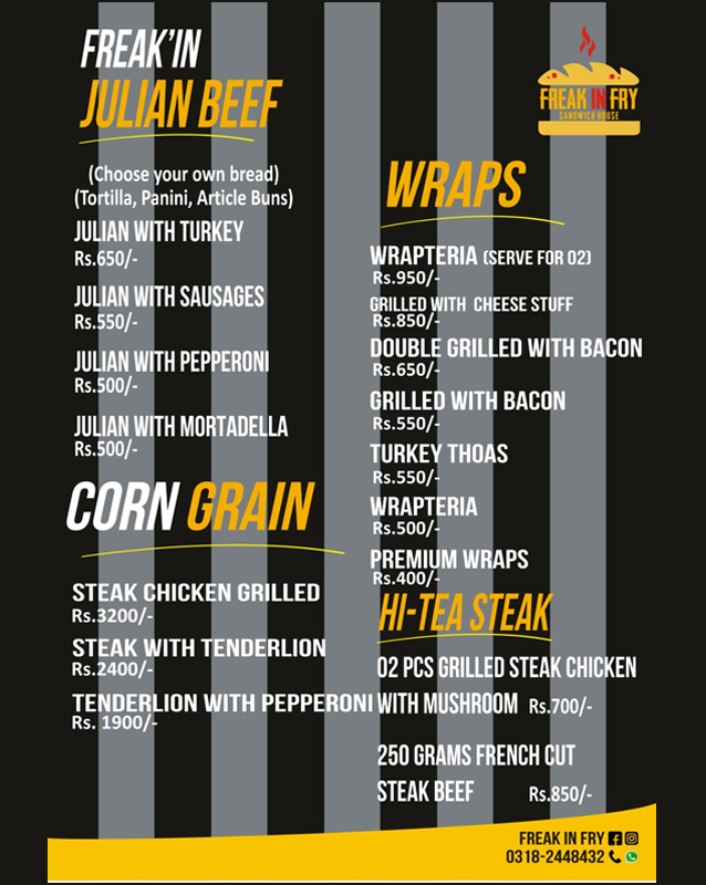 Freak In Fry menu