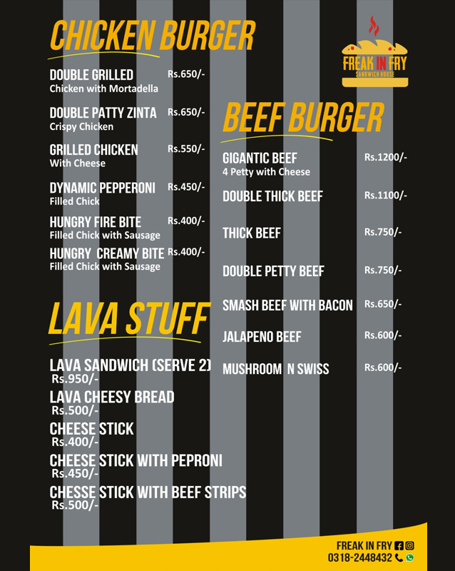 Freak In Fry menu