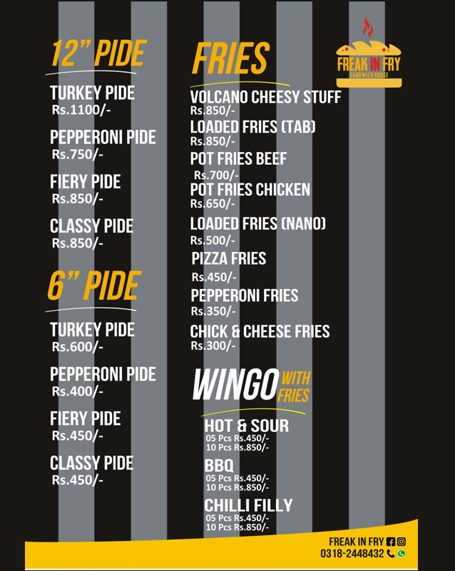 Freak In Fry menu