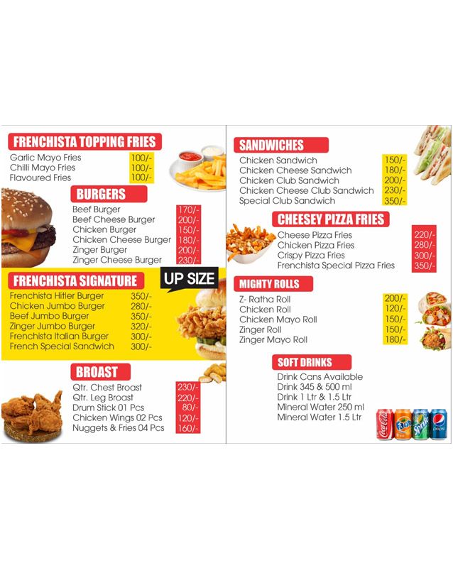 Frenchista Food menu