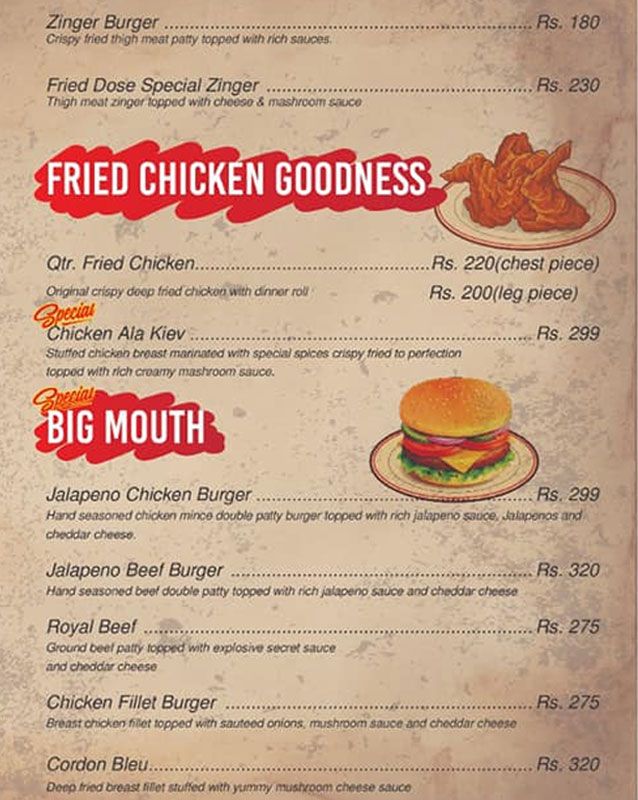 Fried Dose menu