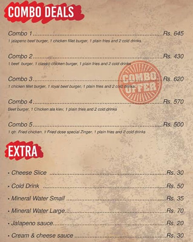 Fried Dose menu