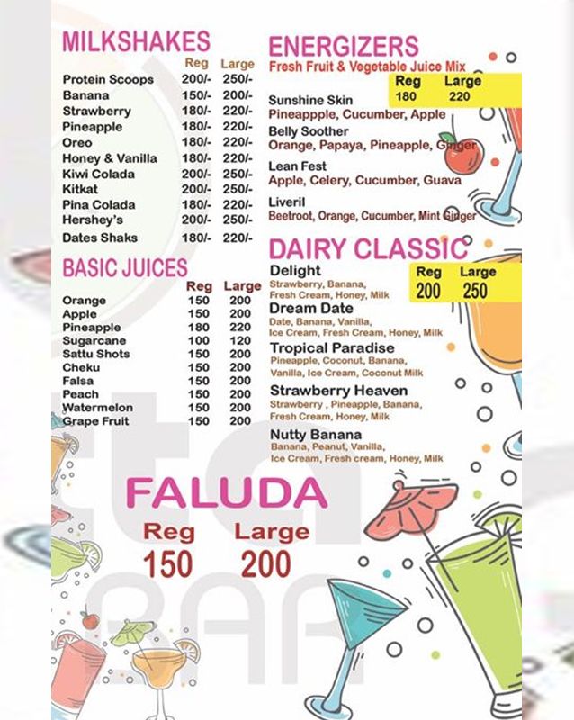 Frutta Juice Bar menu
