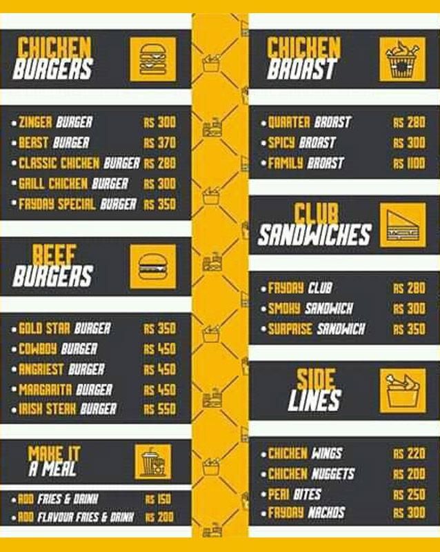 Fryday House menu