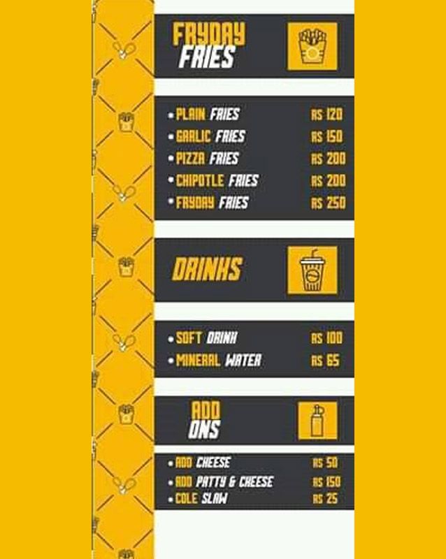 Fryday House menu