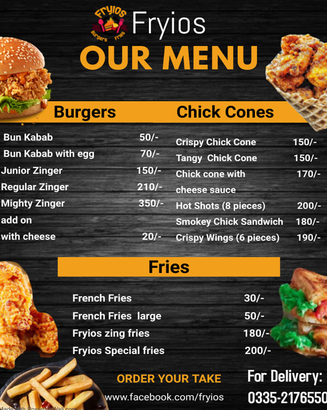 Fryios menu