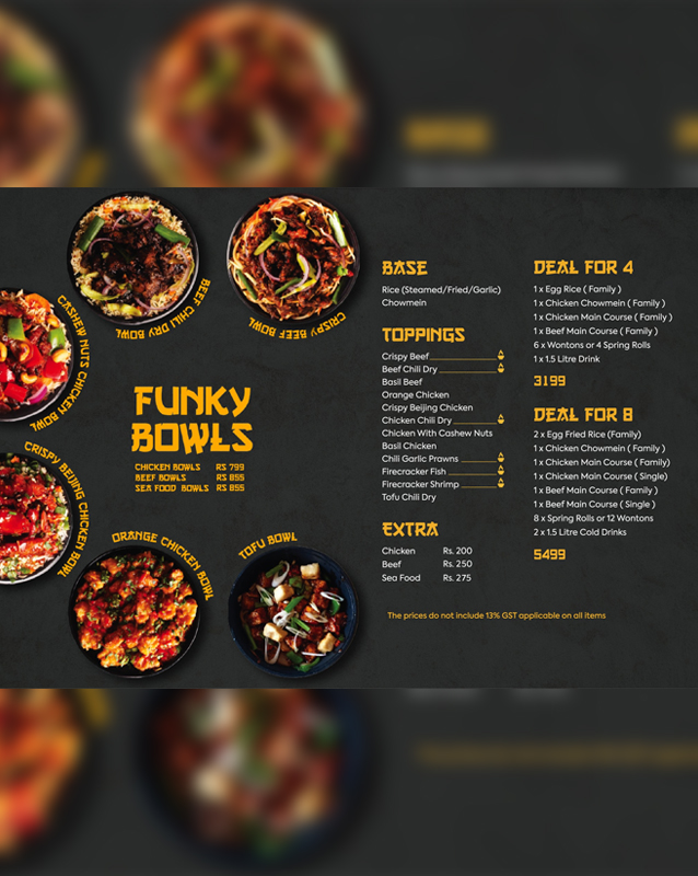 Funky Monk menu