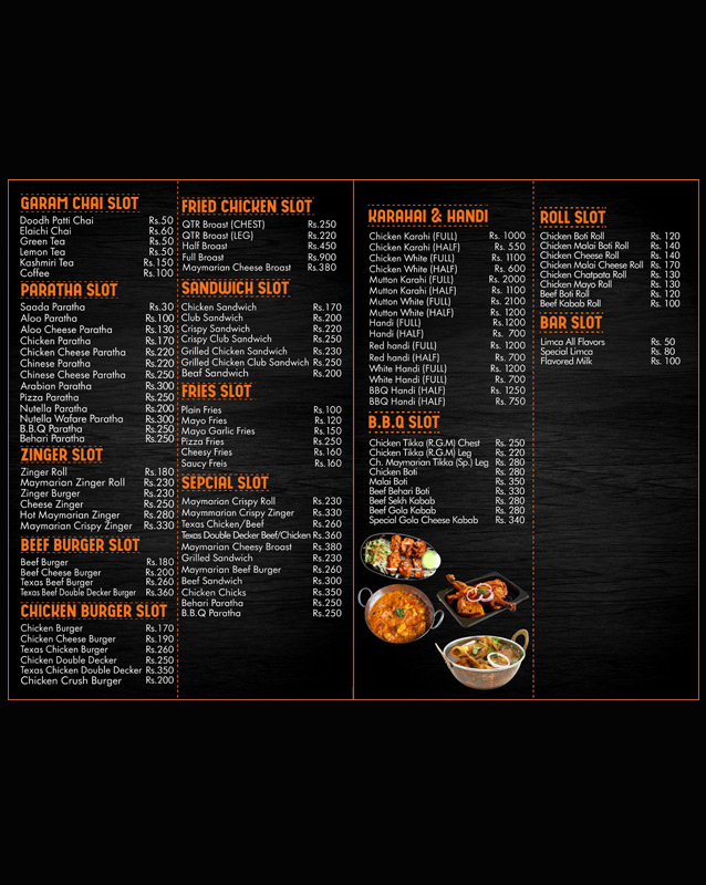 Garam Ketli menu