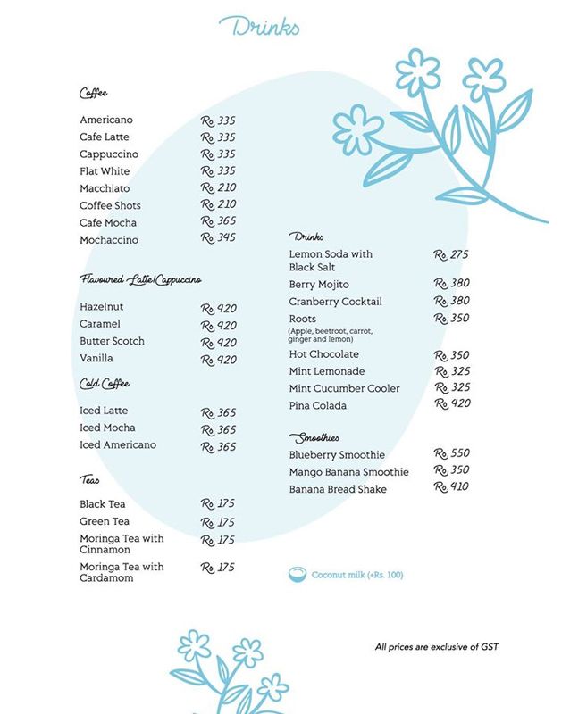 Garden Bistro menu