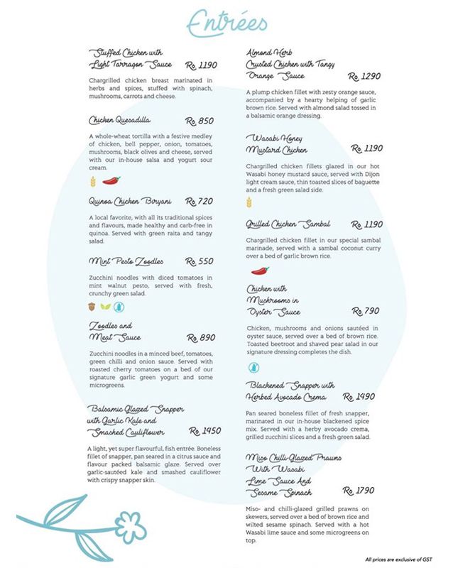 Garden Bistro menu