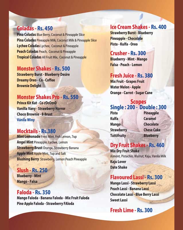Geo Shinwari Restaurant menu