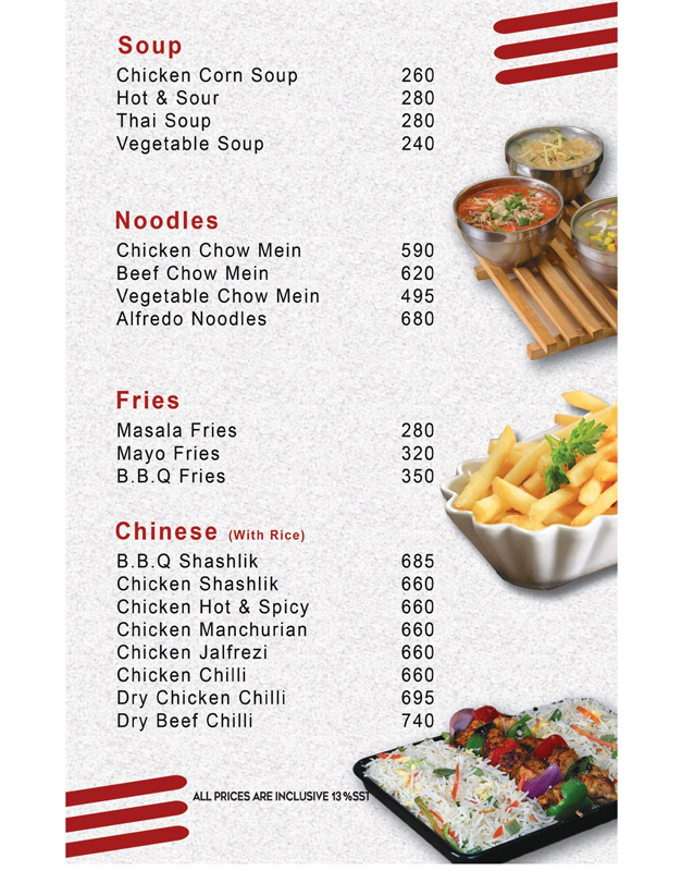 Gevini Foods menu