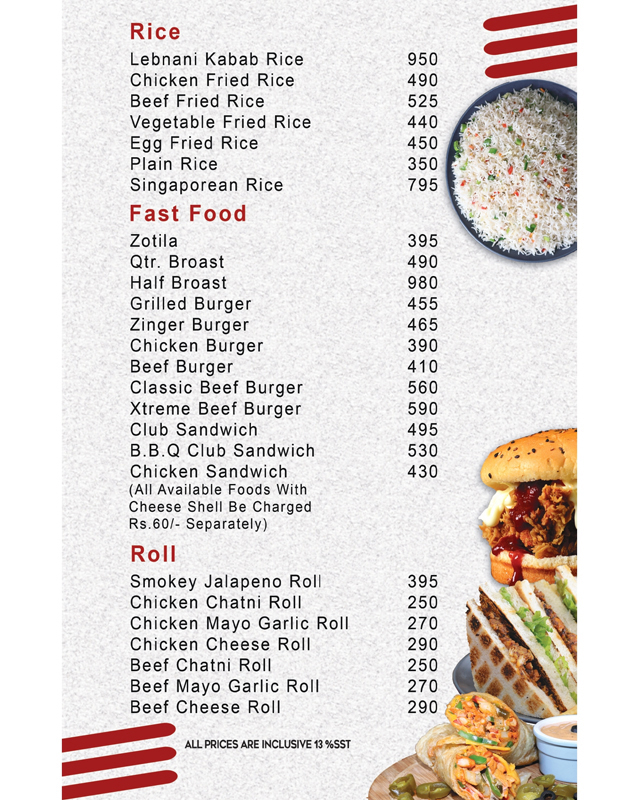 Gevini Foods menu