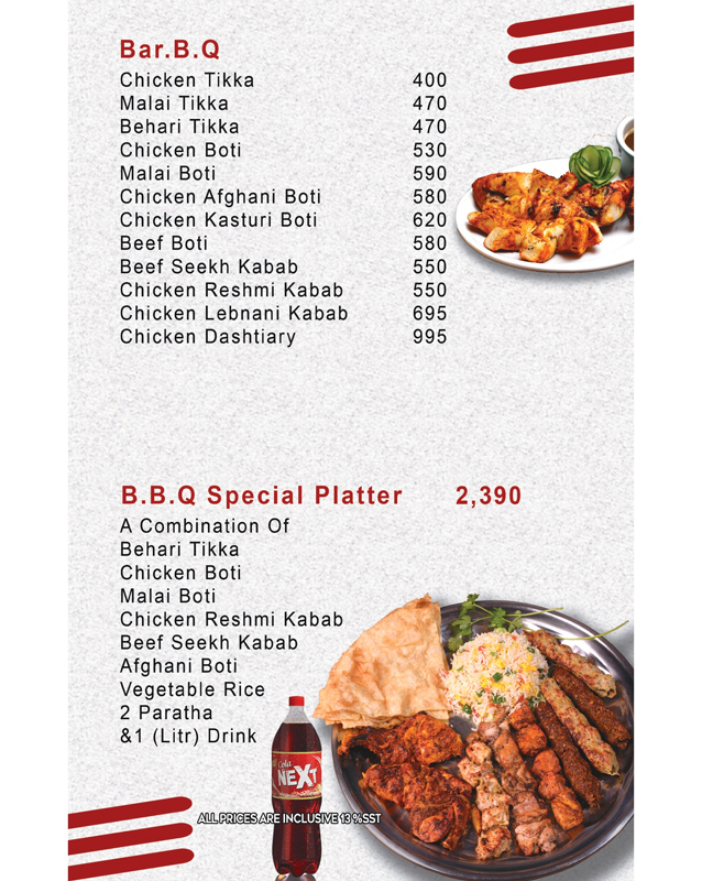 Gevini Foods menu