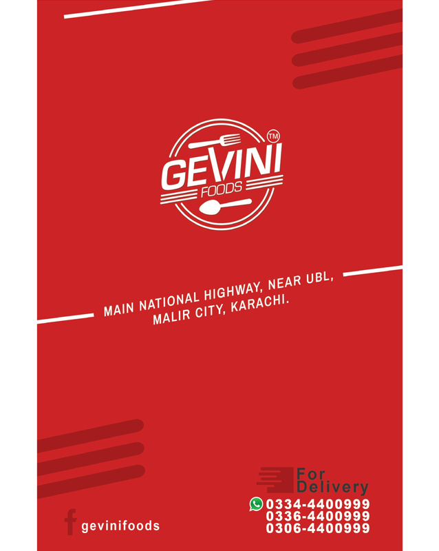 Gevini Foods menu